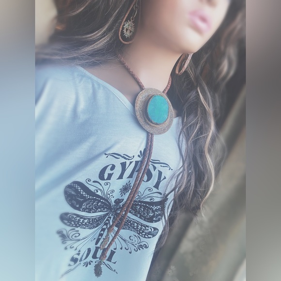 Necklace Fire Agate Bolo Two Piece - Picture 8 of 14